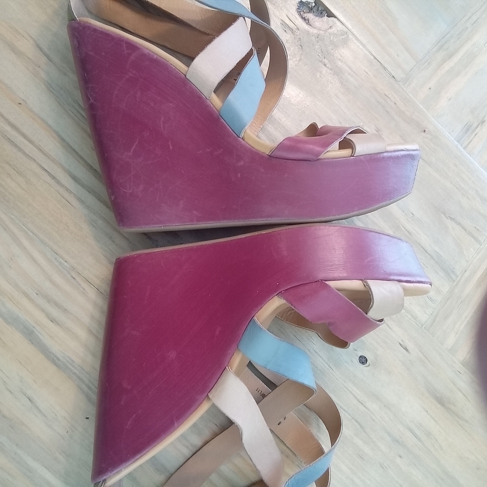 Kork-Ease Hailey Multi-Color Leather Strap Platform Wedge 5.5" Sandals S… - Picture 11 of 16